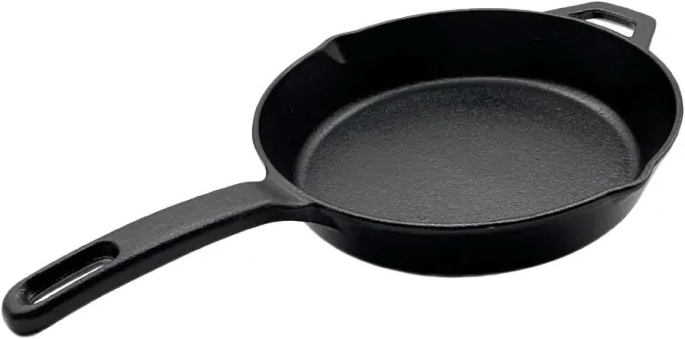 10" Pre-Seasoned Cast Iron Skillet, Heavy-Duty Round Frying Pan for Grilling, Searing, and Outdoor Cooking, Grill Pan Excellent Heat Retention, BBQ & Camping Cookware
