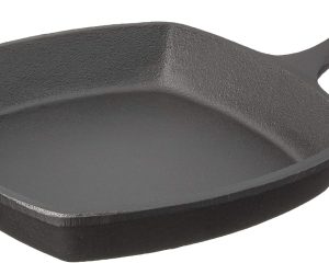 10.5" Pre Seasoned Cast Iron Square Skillet for Grill, Gas, Oven, Electric, Induction and Glass", Black