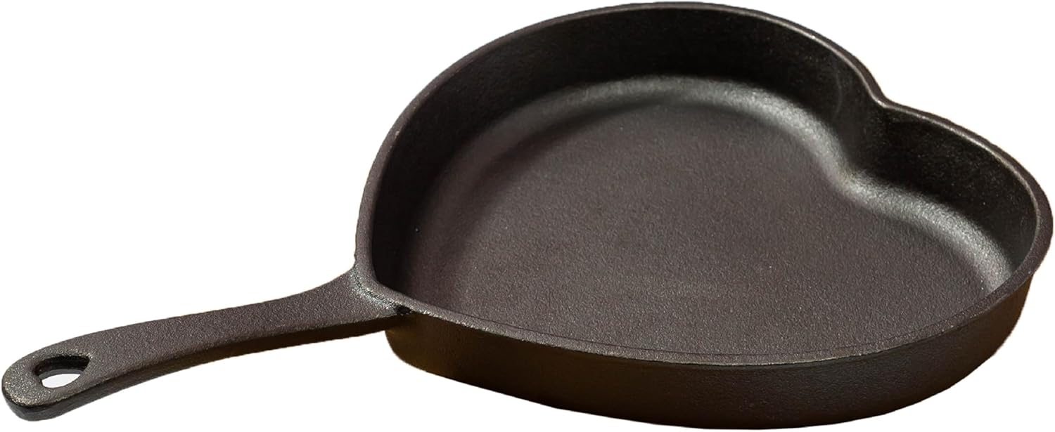 Pre-Seasoned Cast Iron Heart Skillet Pan, Heavy-Duty Frying Pan for Cooking, Baking & Searing, Oven Safe, Stovetop Compatible, 10-Inch